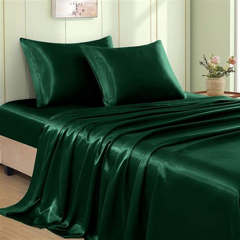 emerald green silk bed sheets